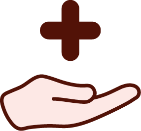 Hand with plus sign icon