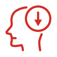 Head with down arrow icon